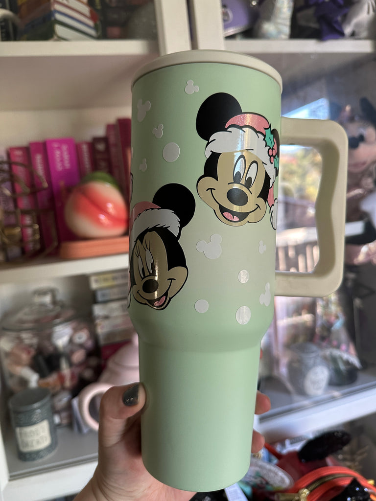 RTS 40 oz Ombre Seafoam Tumbler w/ Santa Characters