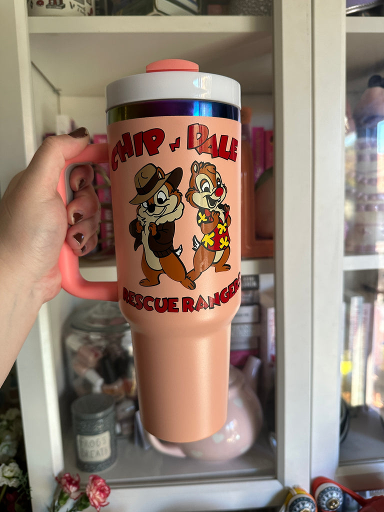 RTS 40 oz Peach Tumbler w/ Rescued Rangers Inspired