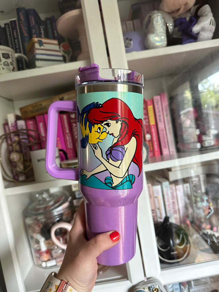 RTS Stainless Steel 40 oz Teal to Purple Tumbler w/ Princess Ariel Inspired
