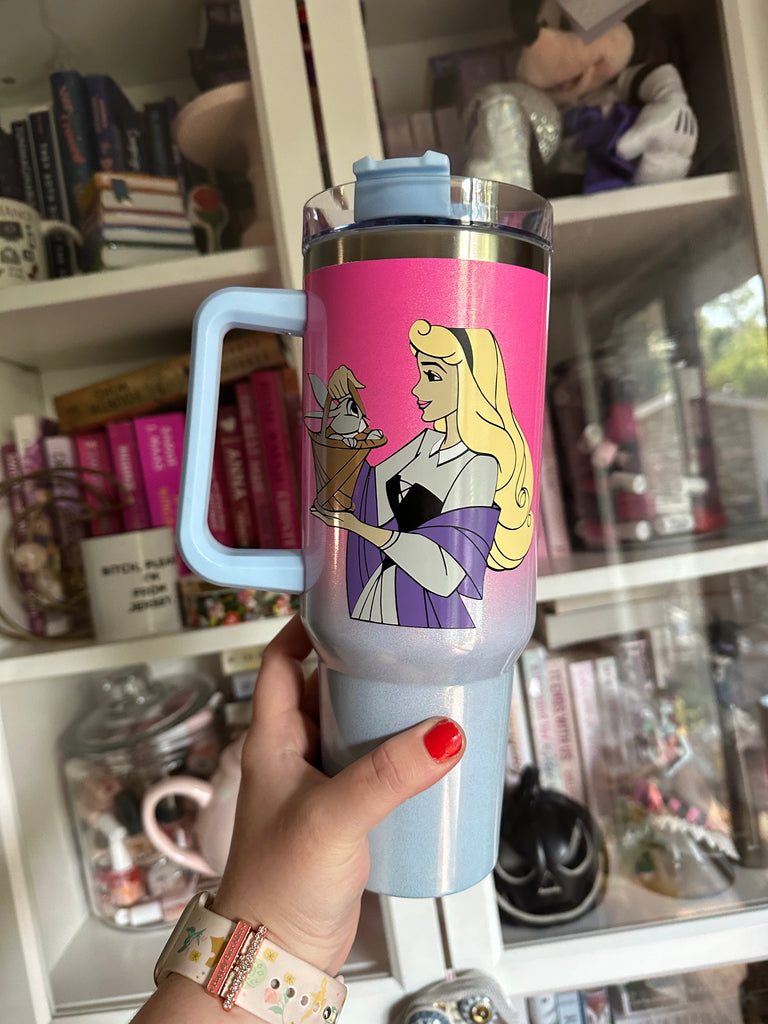 RTS Stainless Steel 40 oz Pink to Blue Tumbler w/ Princess Aurora Inspired