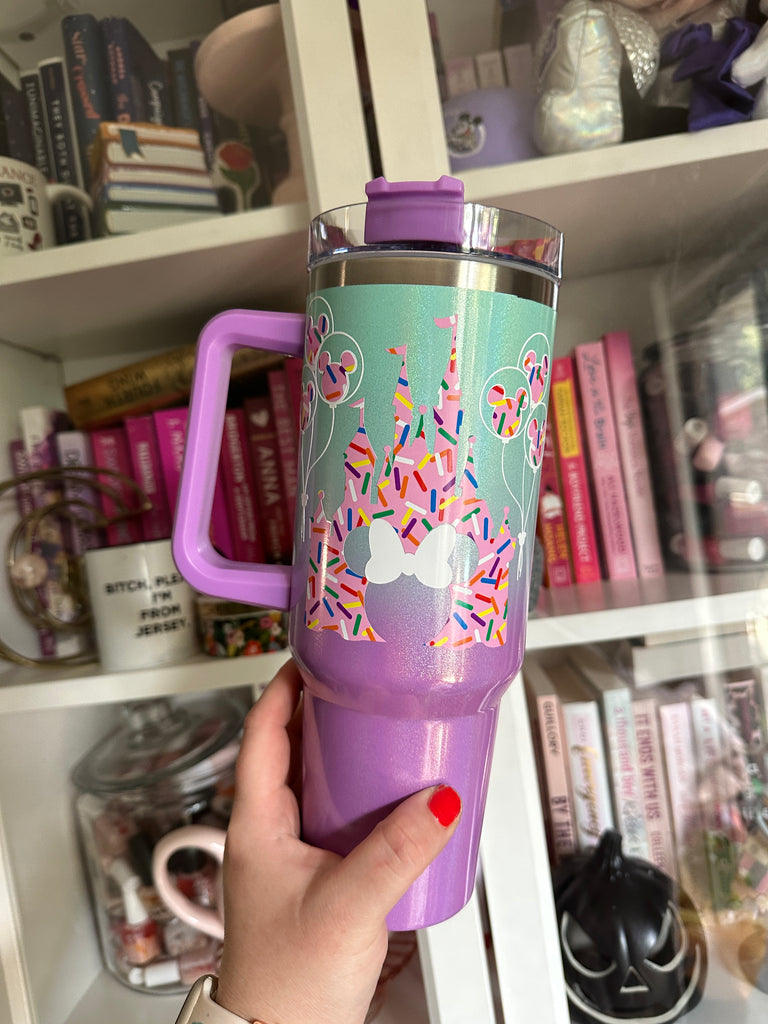 RTS Stainless Steel 40 oz Teal to Purple Tumbler w/ Sprinkle Castle Inspired