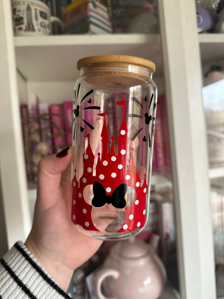 Ready to Ship Polka Dot Castle Inspired on Glass Can