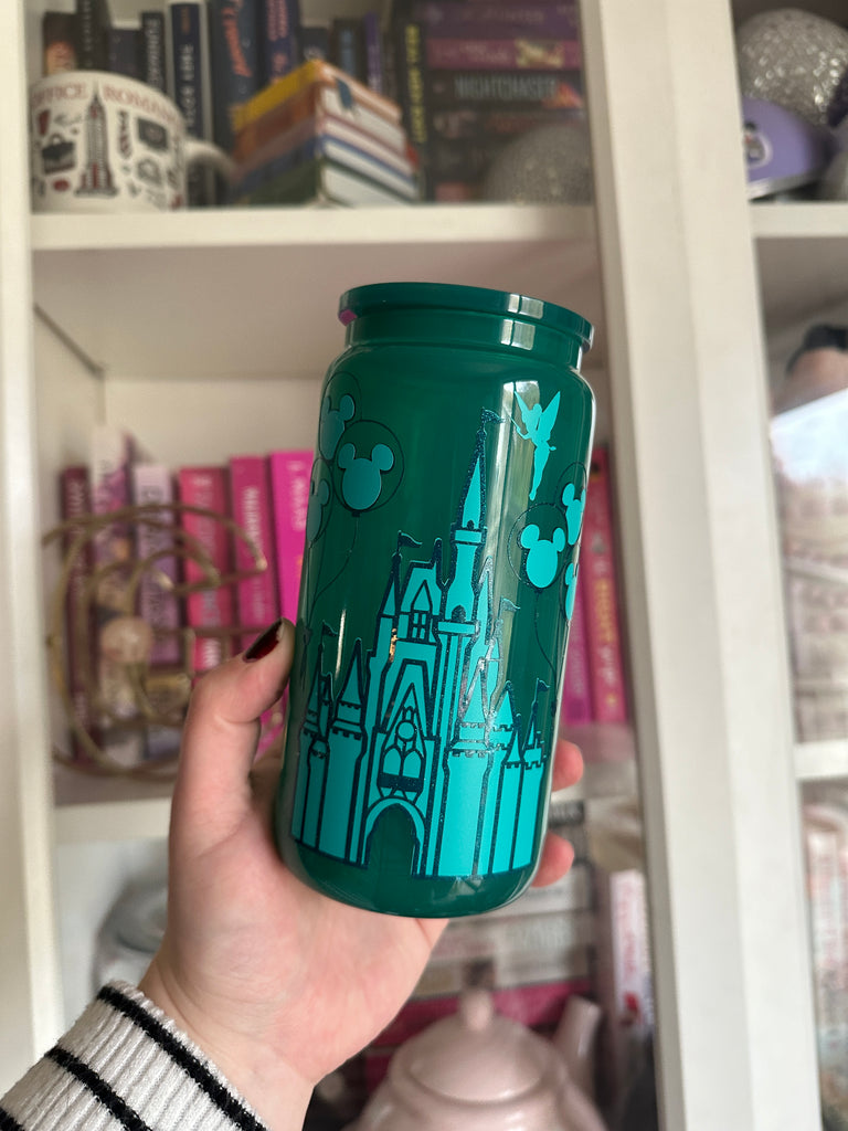 Ready to Ship Teal Castle Inspired on Teal Glass Can