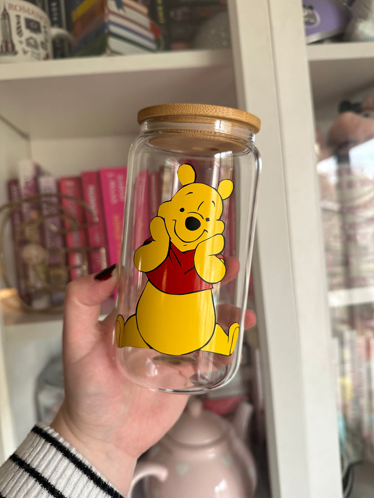 Ready to Ship Pooh Inspired on Glass Can