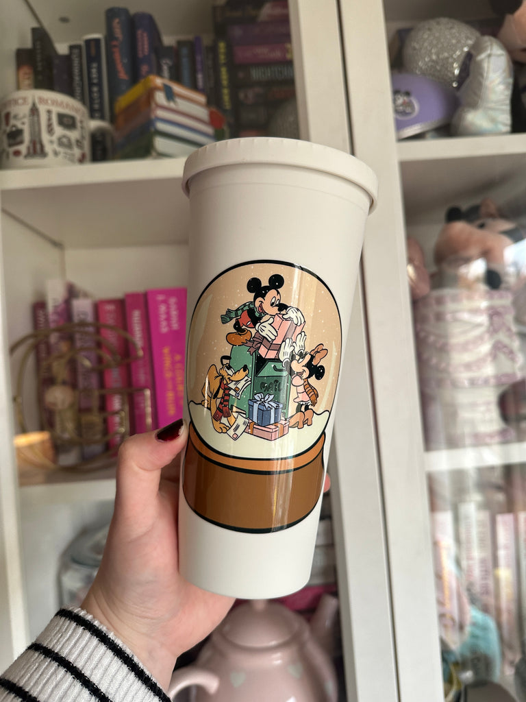 Ready to Ship Snow Globe on 22 oz White Matte Tumbler