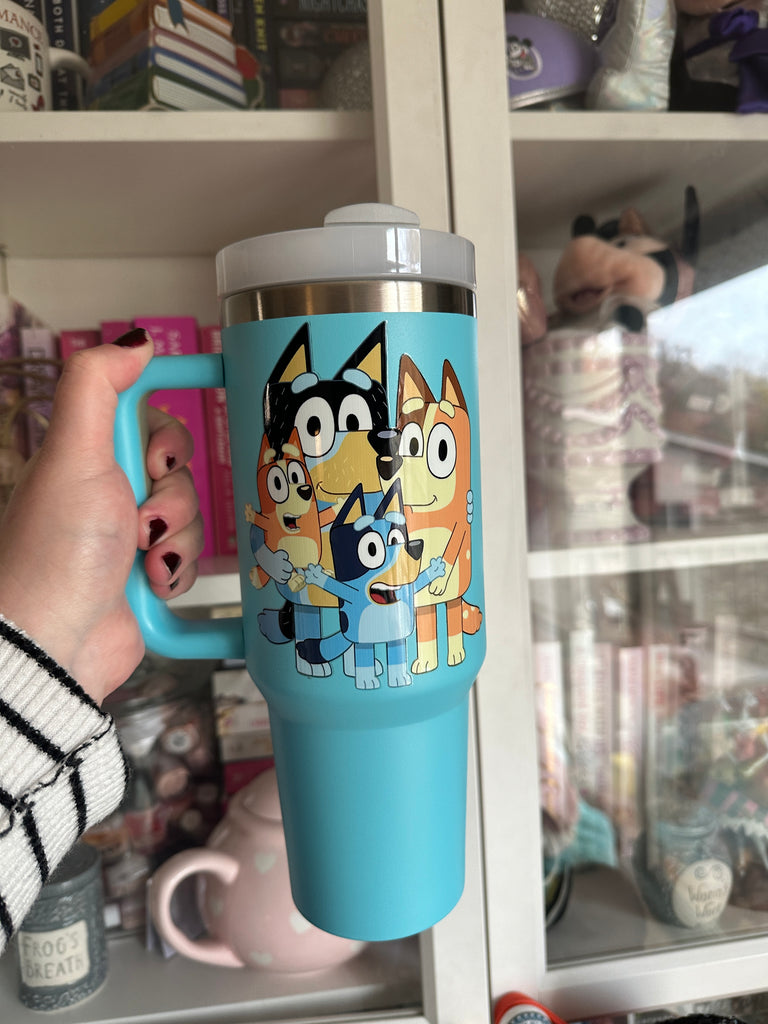 RTS 40 oz Sky Blue Tumbler w/ Blue Dog Family Inspired