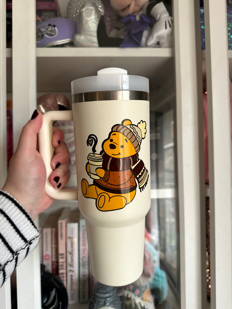 RTS 40 oz Cream Tumbler w/ Pooh Bear Inspired