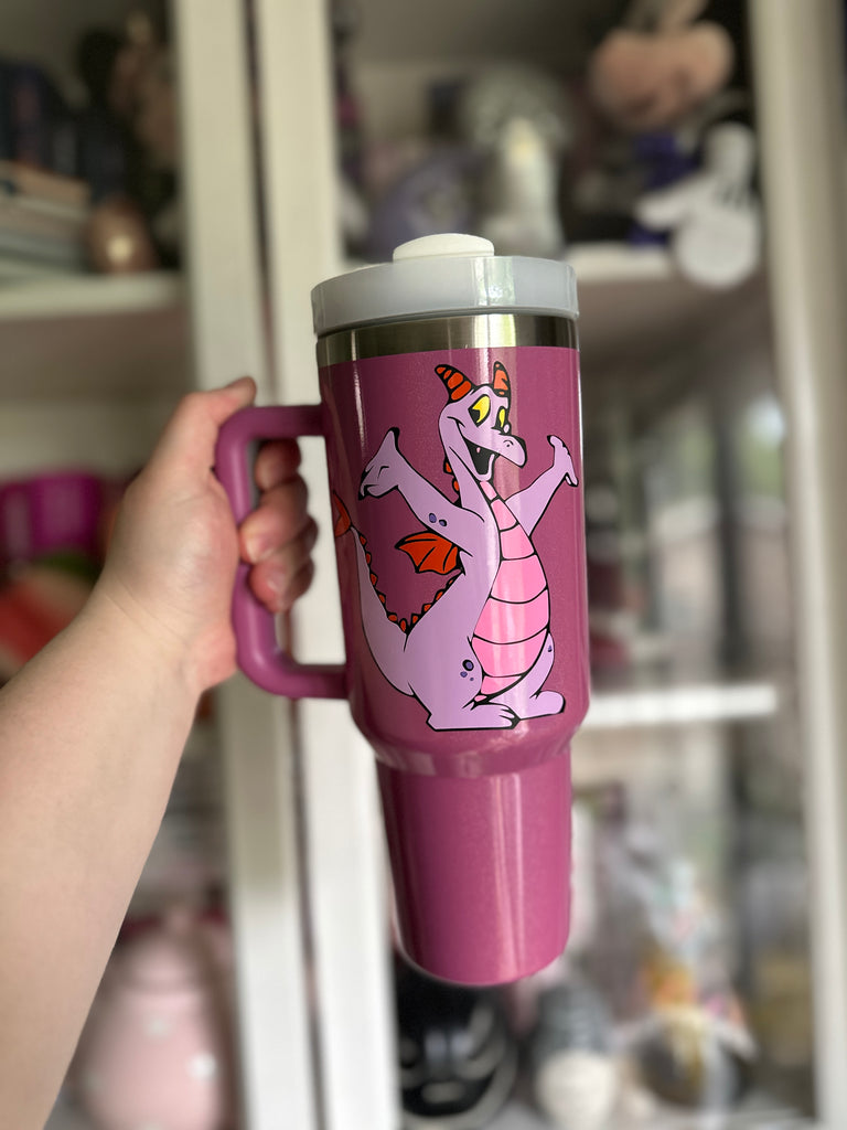 RTS 40 oz Purple Glitter Tumbler w/ Figment