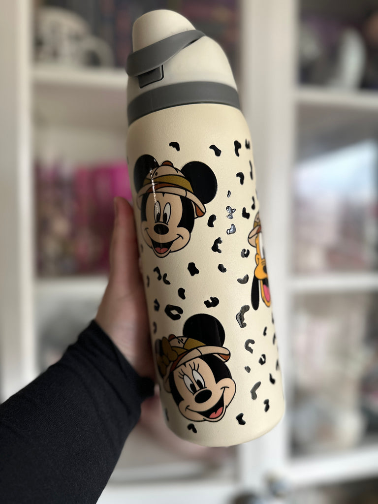 RTS 32 oz Cream Stainless Steel Water Bottle w/ Safari Sensational Six Inspired