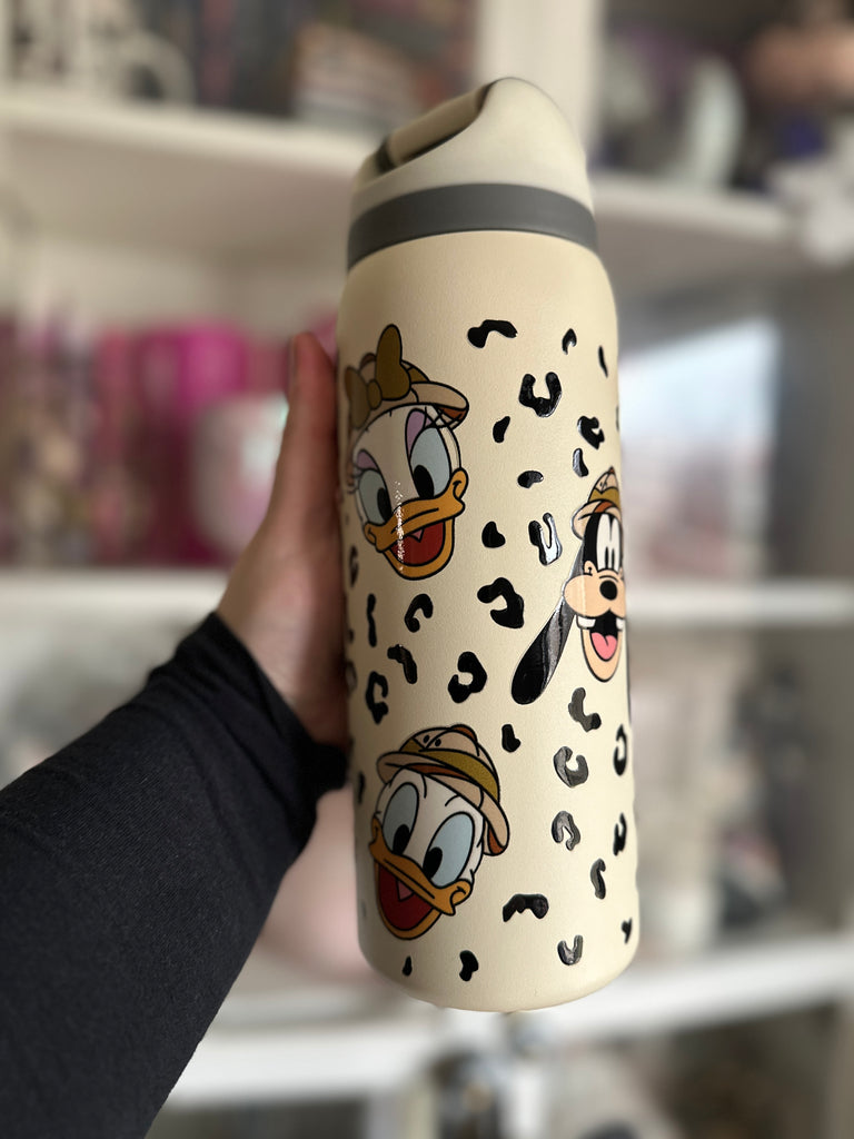 RTS 32 oz Cream Stainless Steel Water Bottle w/ Safari Sensational Six Inspired