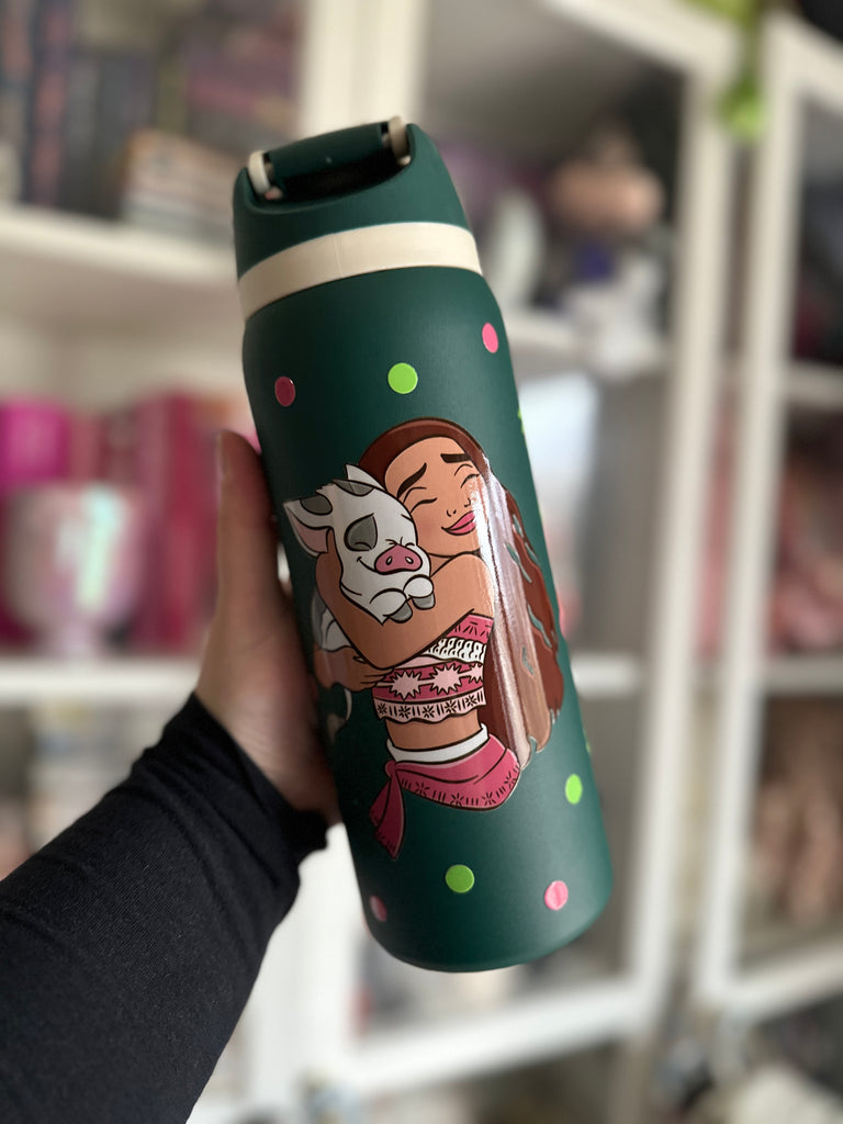 RTS 32 oz Hunter Green Stainless Steel Water Bottle w/ Ocean Princess Inspired