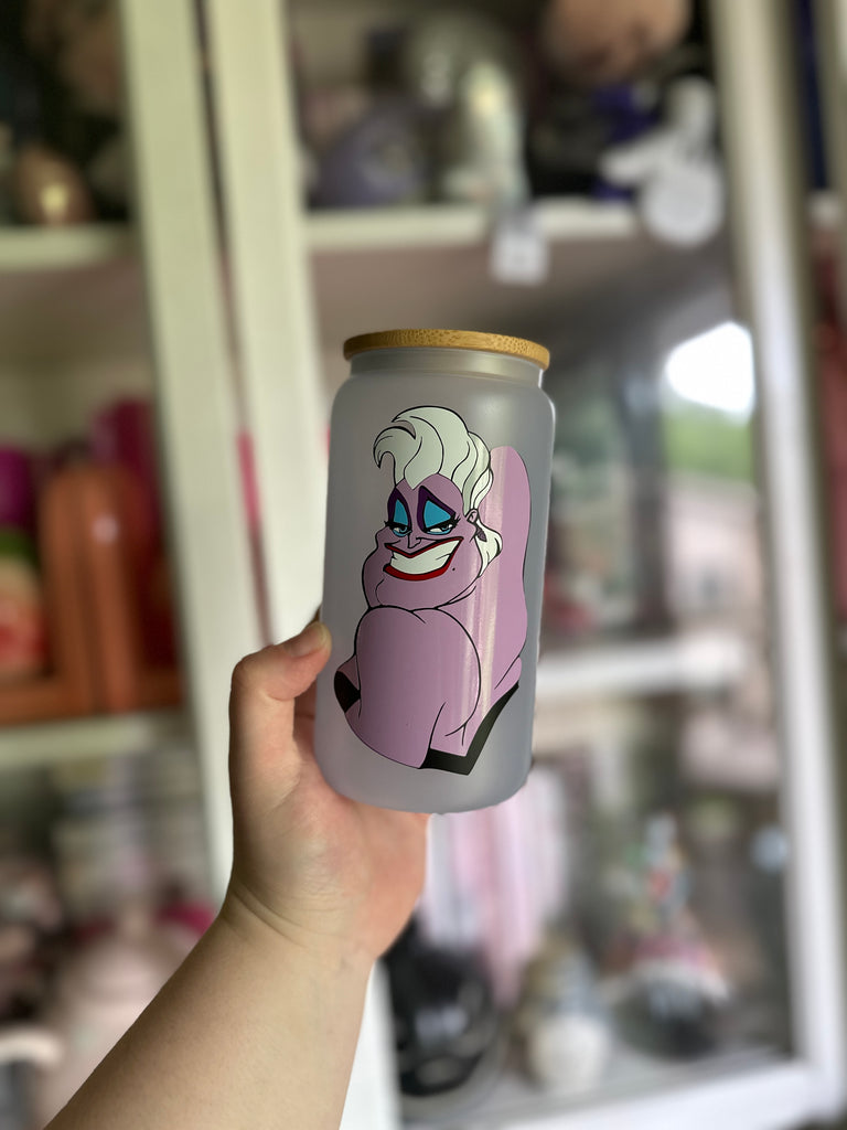 RTS Blue 16 oz Color Changing Glass Can w/ Ursula Inspired
