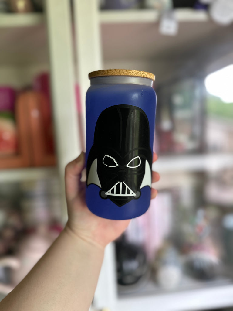 RTS 16 oz Blue Color Changing Glass Can w/ Darth Inspired