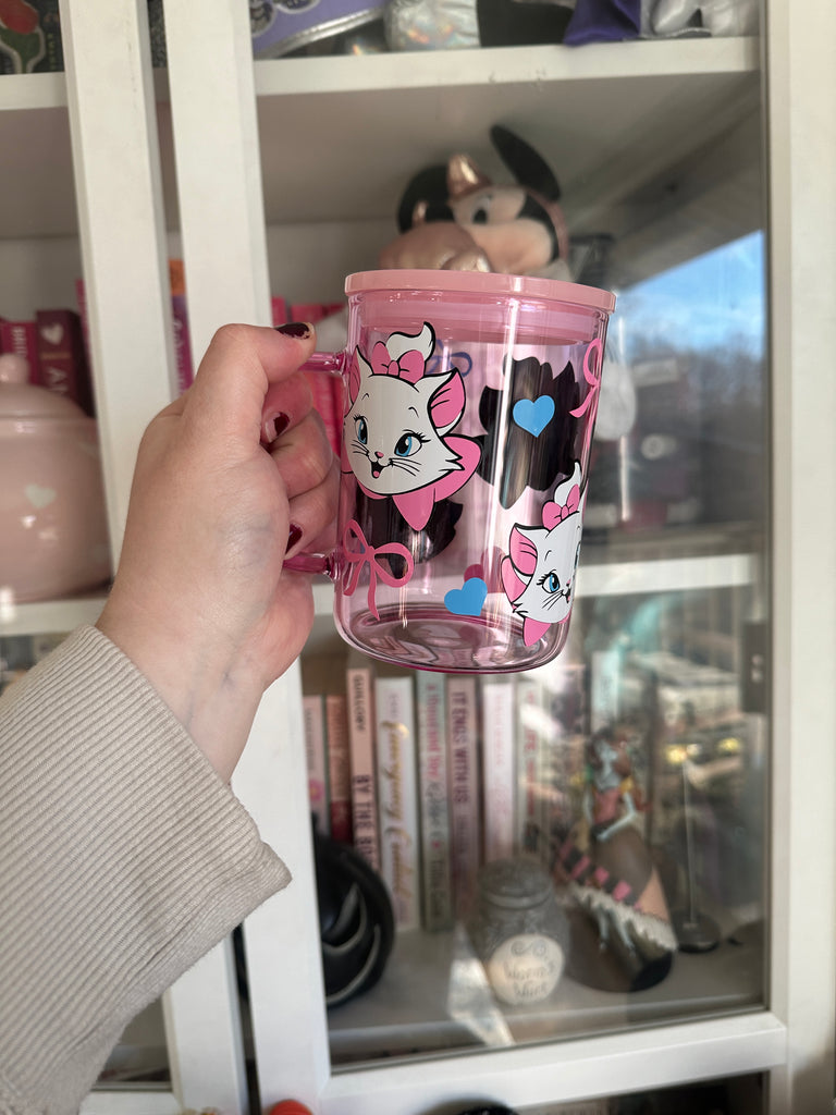 RTS Light Pink Glass Mug w/ Marie Cut