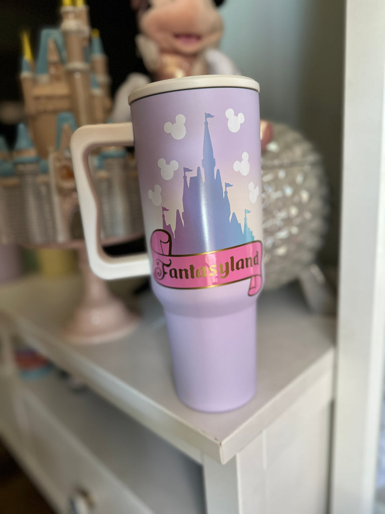 RTS Stainless Steel Ombre 40 oz Tumbler Fantasyland Castle