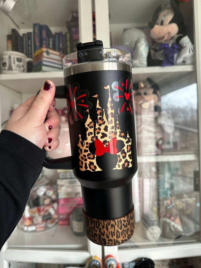 RTS 40 oz Black Tumbler w/ Leopard Castle and Leopard Bumper