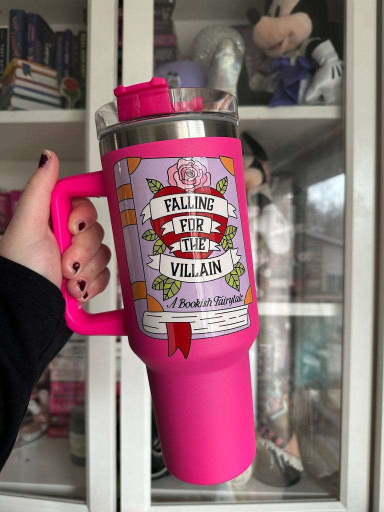 RTS 40 oz Hot Pink Tumbler w/ Falling for the Villain Inspired