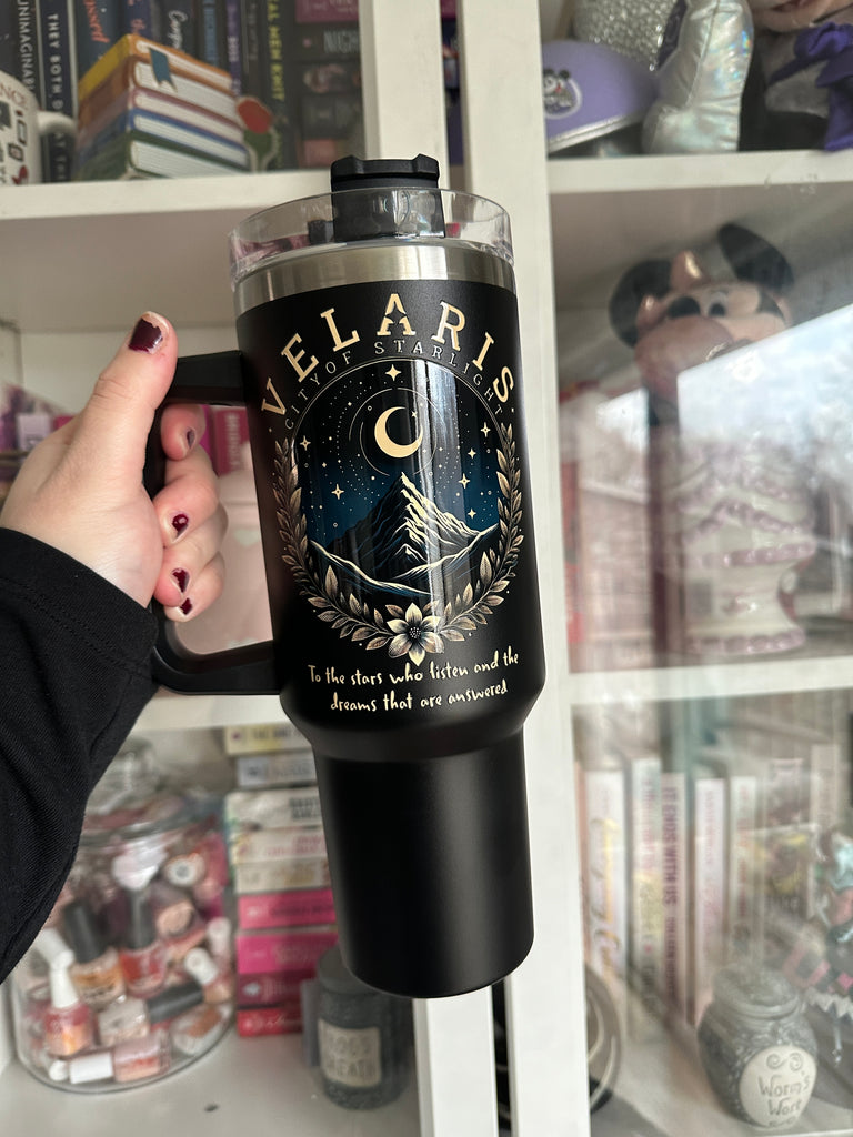 RTS 40 oz Black Tumbler w/ Bookish Inspired