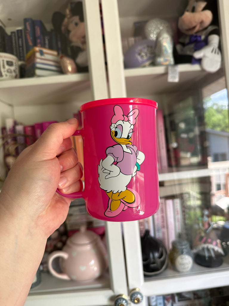 RTS 17 oz Hot Pink Glass Mug w/ Daisy