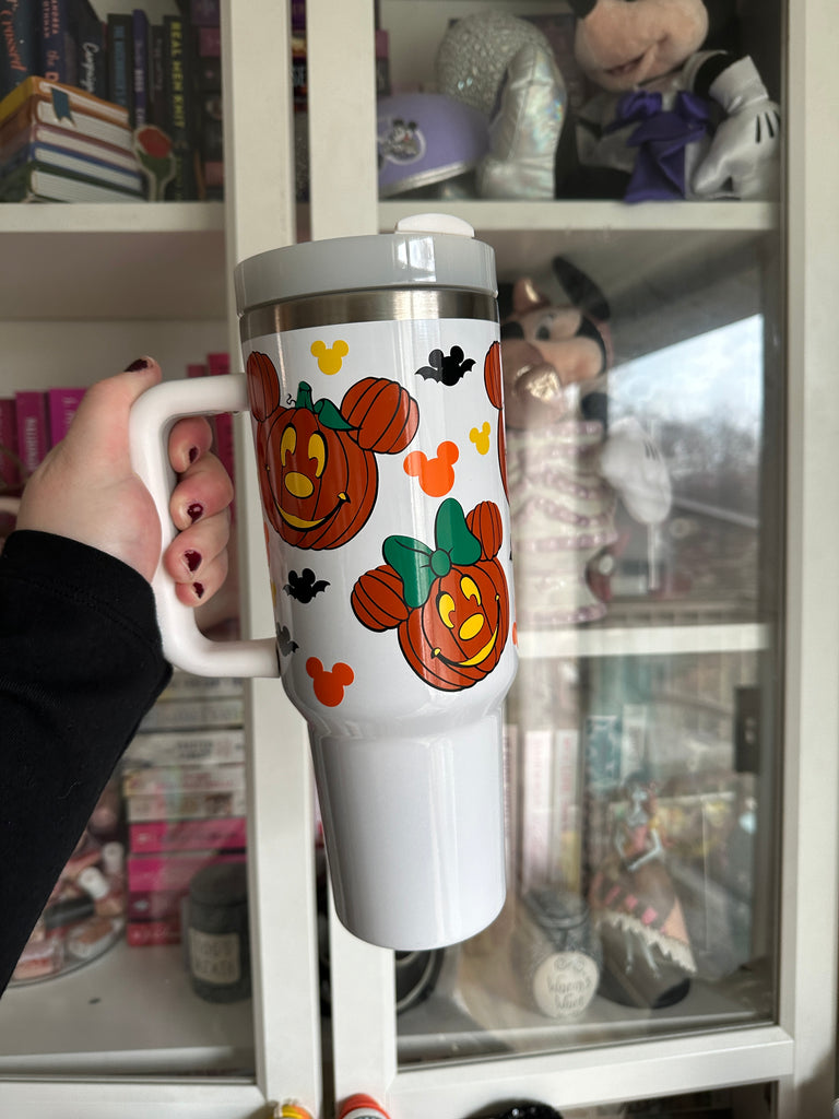 RTS 40 oz White Tumbler w/ Pumpkins All Around