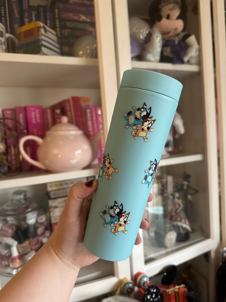 RTS Blue Dog inspired on Light Blue 16 oz Matte Tumbler (kids)