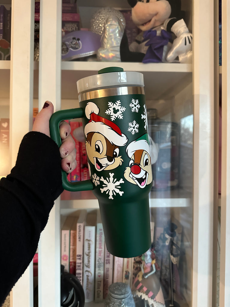 RTS 40 oz Green Tumbler w/ Christmas Chip and Dale