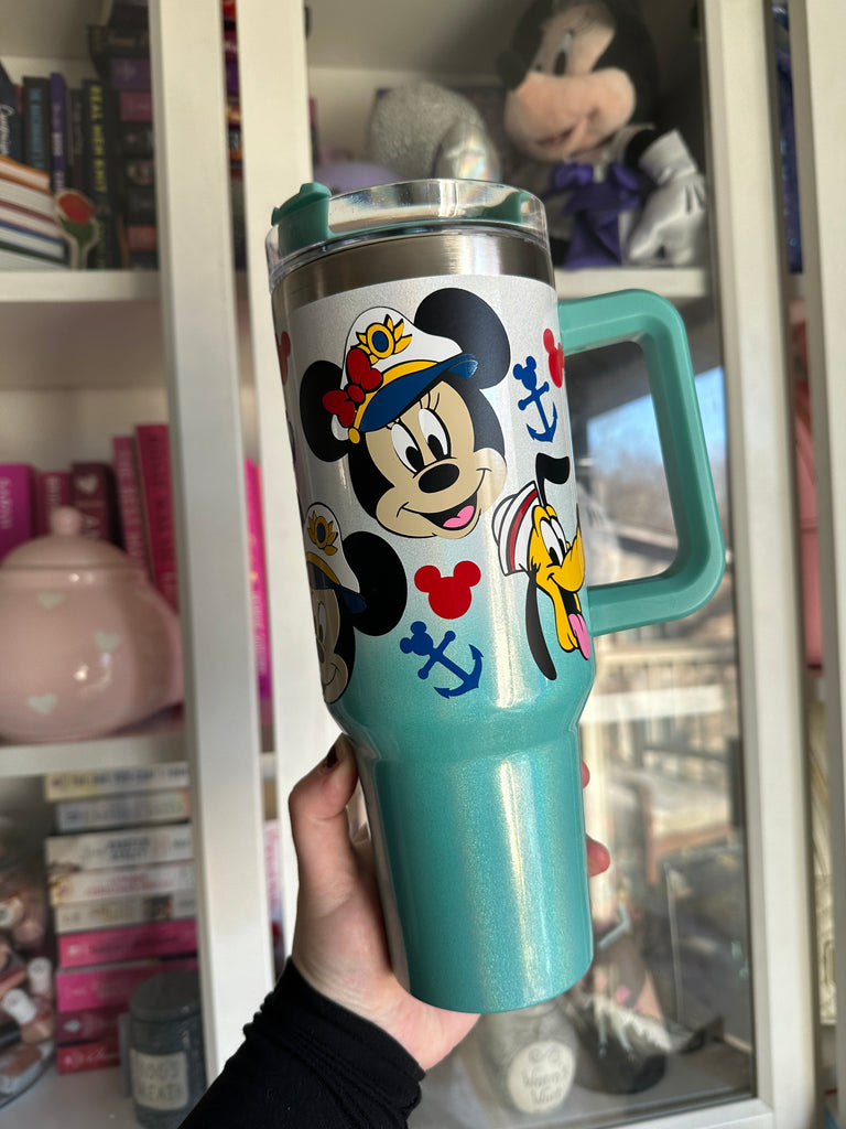 RTS 40 oz White to Teal Ombre Tumbler w/ Cruise