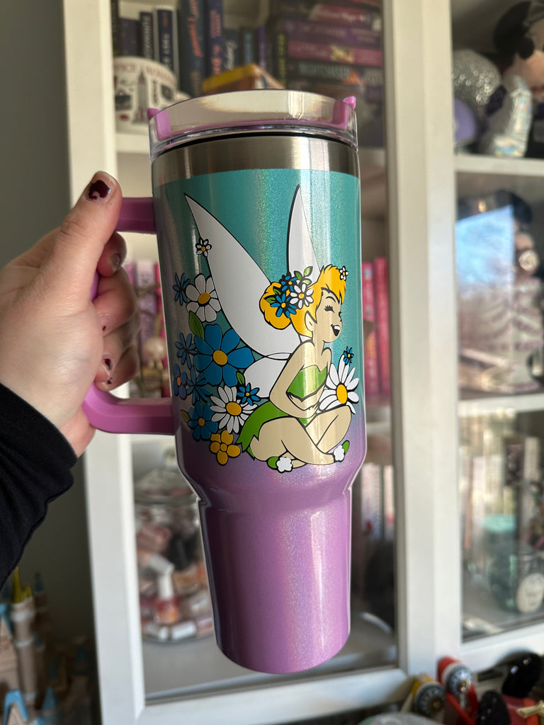 RTS 40 oz Teal to Purple Ombre Tumbler w/ Fairy Inspired