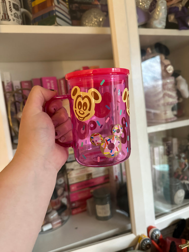 RTS Dark Pink Glass Mug w/ Snacks