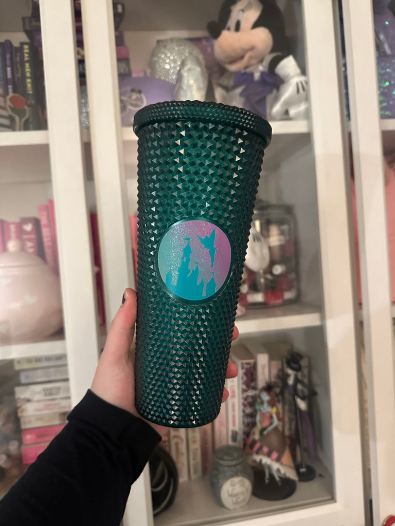 Ready to Ship Hunter Green Studded Tumbler w/ Castle