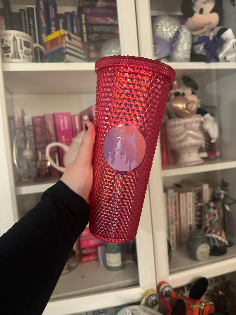 Ready to Ship Fuchsia Pink Studded Tumbler w/ Castle