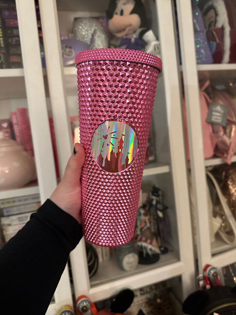 Ready to Ship Pink Metallic Studded Tumbler