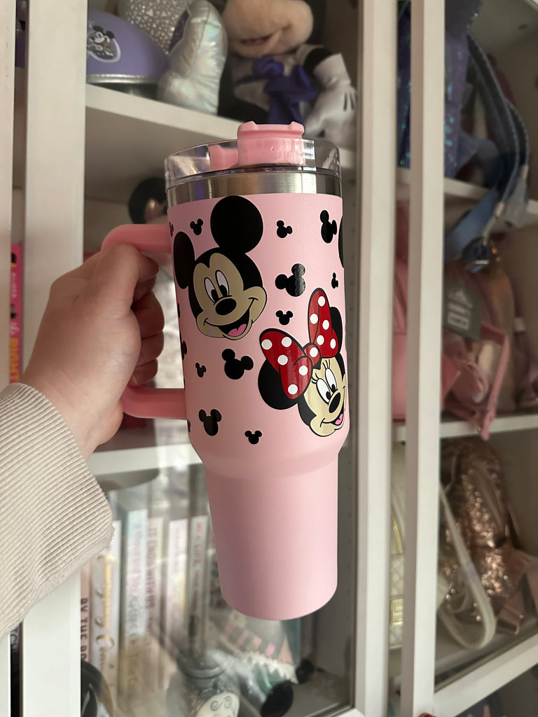 RTS 40 oz Pink Tumbler w/ Mouse Couple All Around