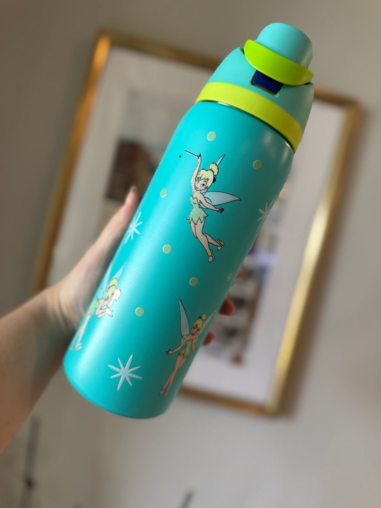 RTS 32 oz Turquoise Stainless Steel Water Bottle w/ Fairy Inspired