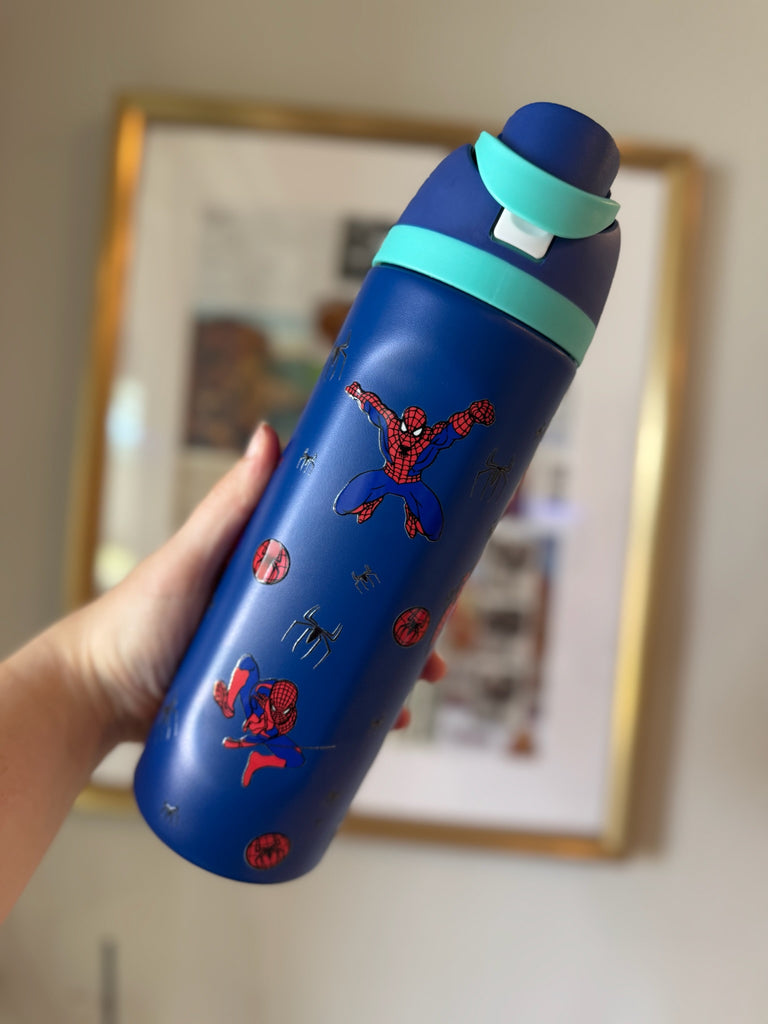 RTS 24 oz Blue Stainless Steel Water Bottle w/ Super Hero Inspired