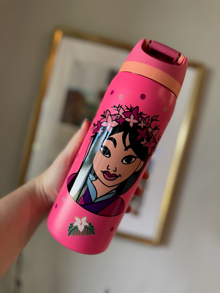RTS 32 oz Coral Stainless Steel Water Bottle w/ Mulan Inspired