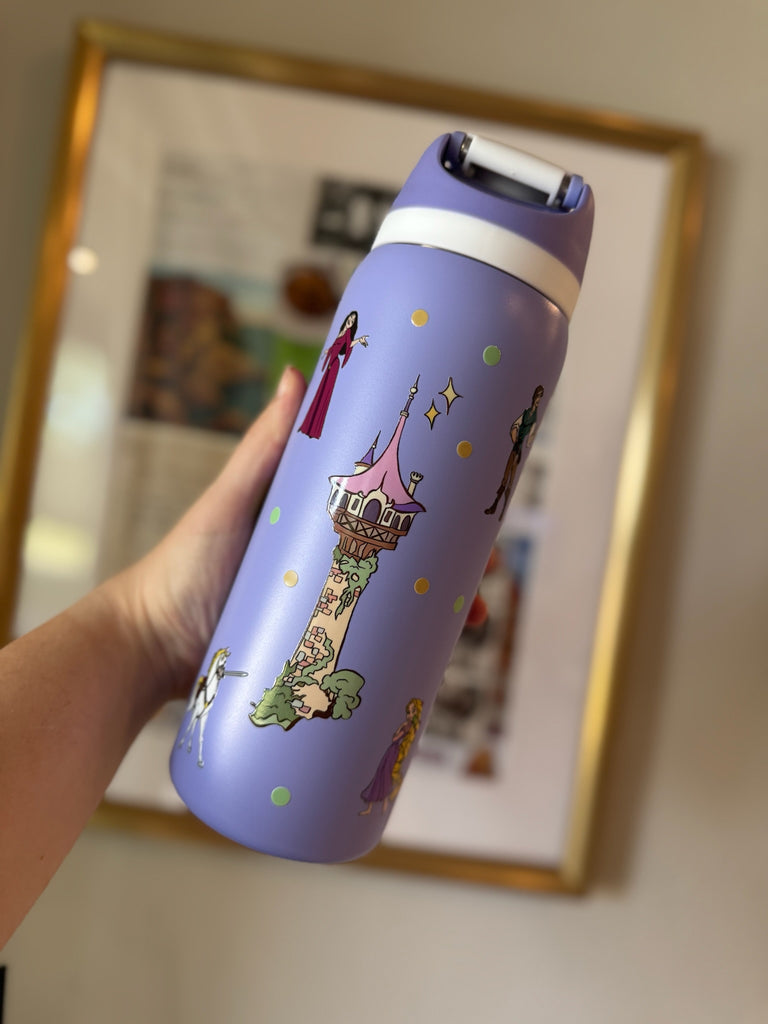 RTS 32 oz Lilac Stainless Steel Water Bottle w/ Tangled Inspired