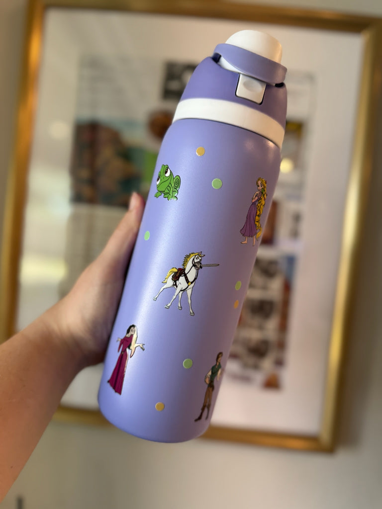 RTS 32 oz Lilac Stainless Steel Water Bottle w/ Tangled Inspired