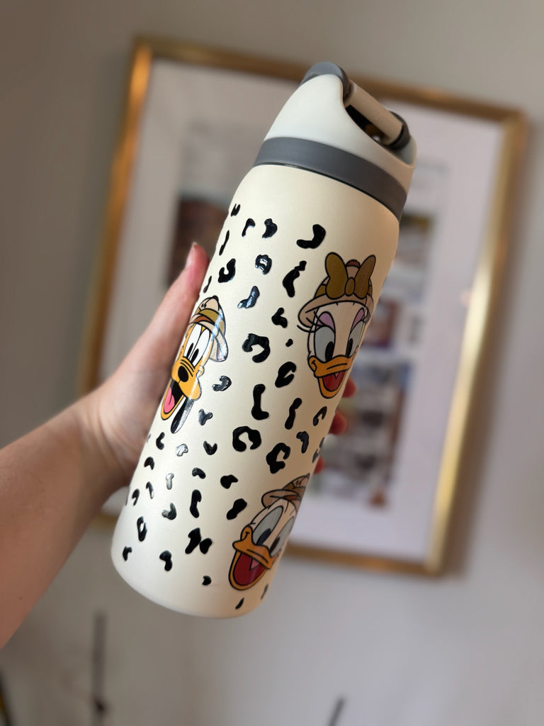 RTS 32 oz Cream Stainless Steel Water Bottle w/ Safari Inspired