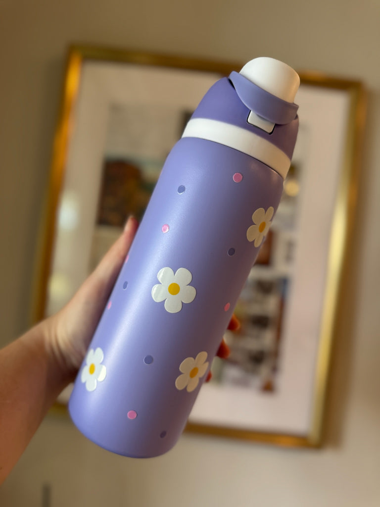 RTS 32 oz Lilac Stainless Steel Water Bottle w/ Daisy Inspired