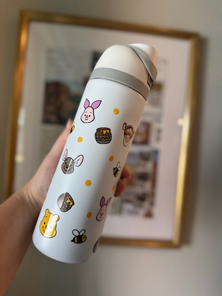 RTS 24 oz White Stainless Steel Water Bottle w/ Pooh Inspired