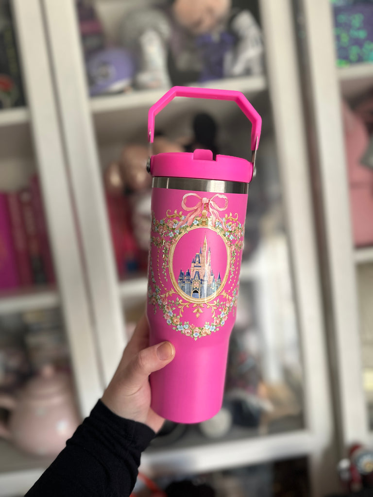 RTS Hot Pink 30 oz Tumbler w/ Dreamy Castle