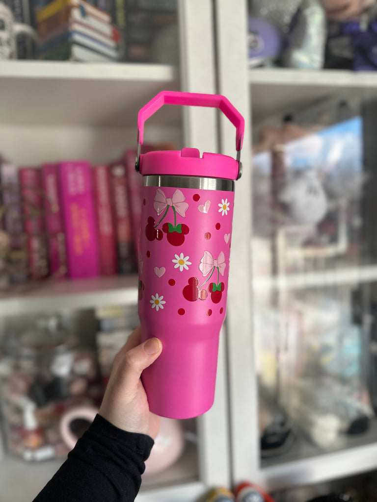 RTS Hot Pink 30 oz Tumbler w/ Cherries