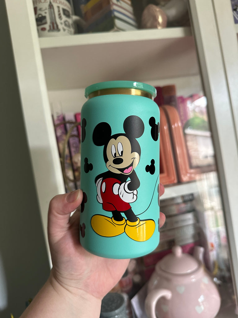 Ready to Ship Seafoam 16 oz Stainless Steel Can w/ Mickey Inspired