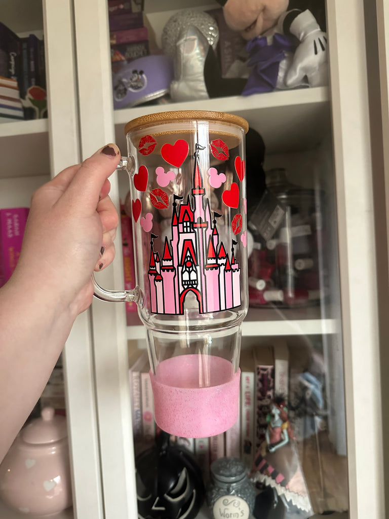 Pink and Red Castle 40 oz Glass Tumbler