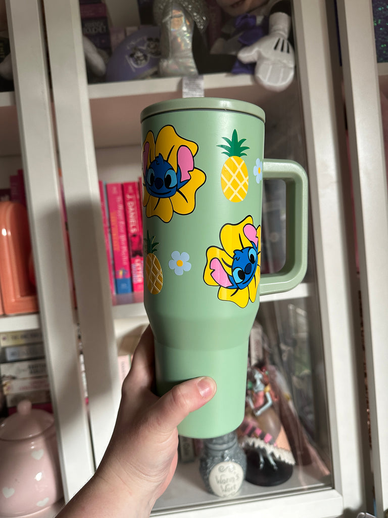 NEW Leakproof RTS 40 oz Sage Green Tumbler w/ Stitch Inspired