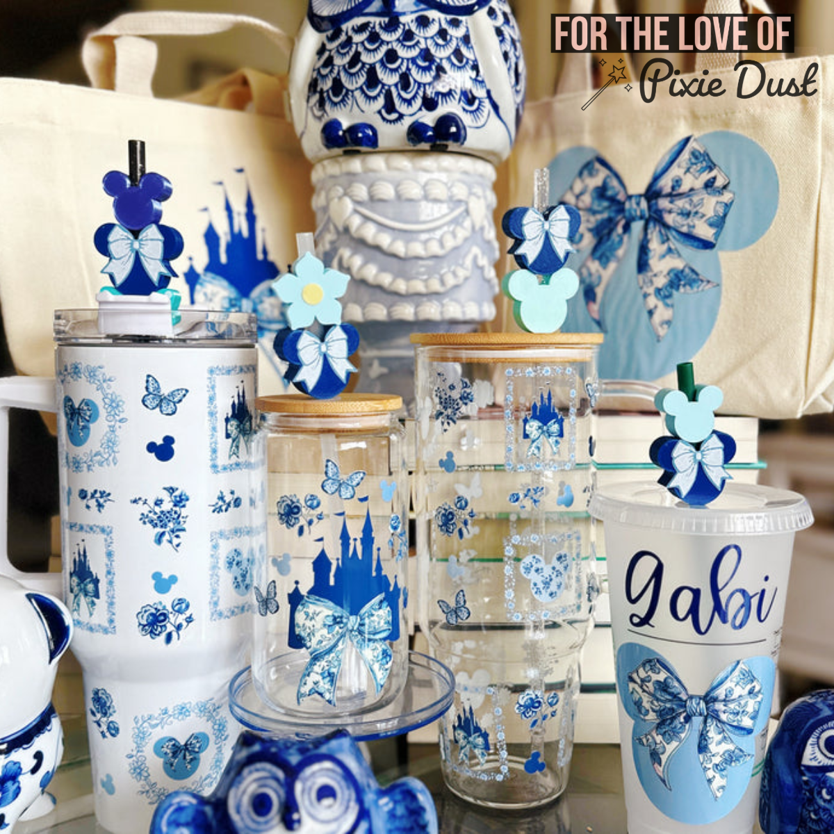 Blue and White Floral Inspired Reusable Drinkware
