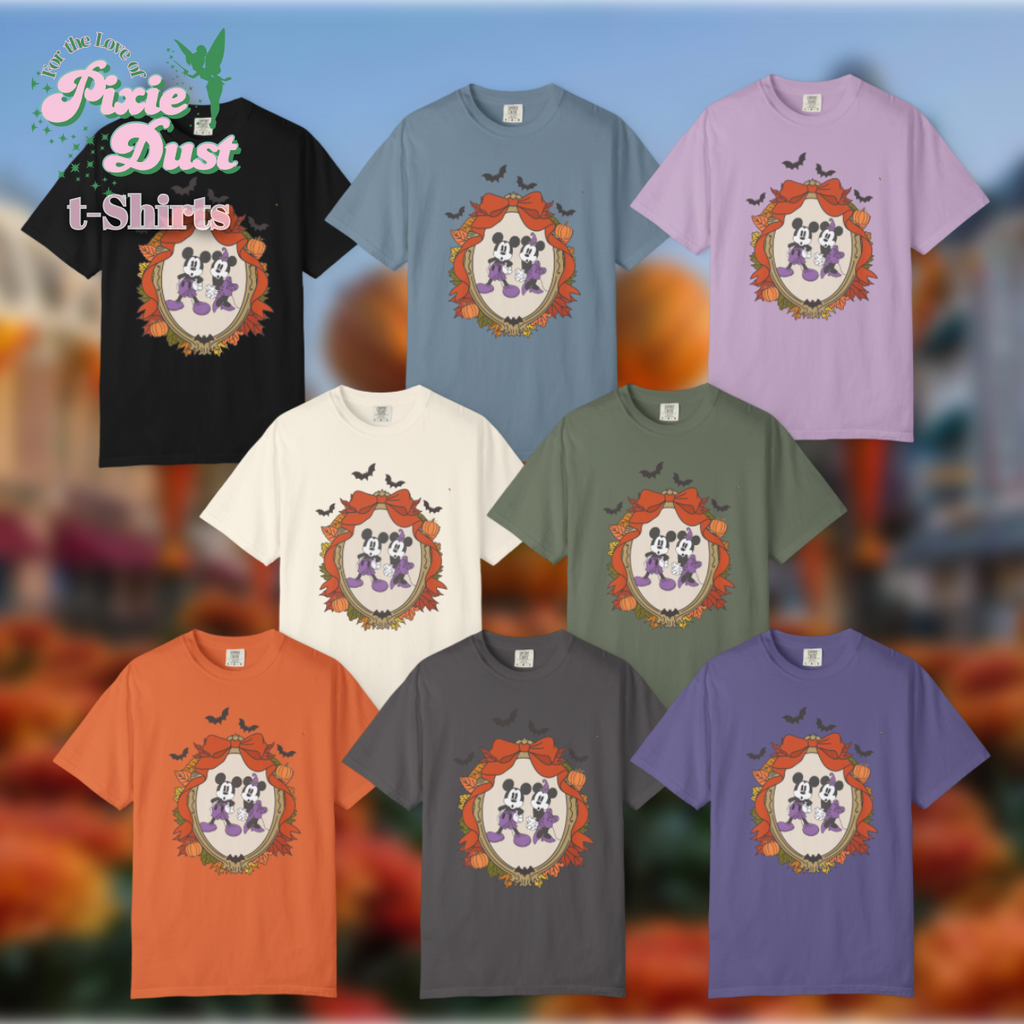 Spooky Times on Main Street: Mouse Couple Inspired Unisex Garment-Dyed Comfort Color T-shirt