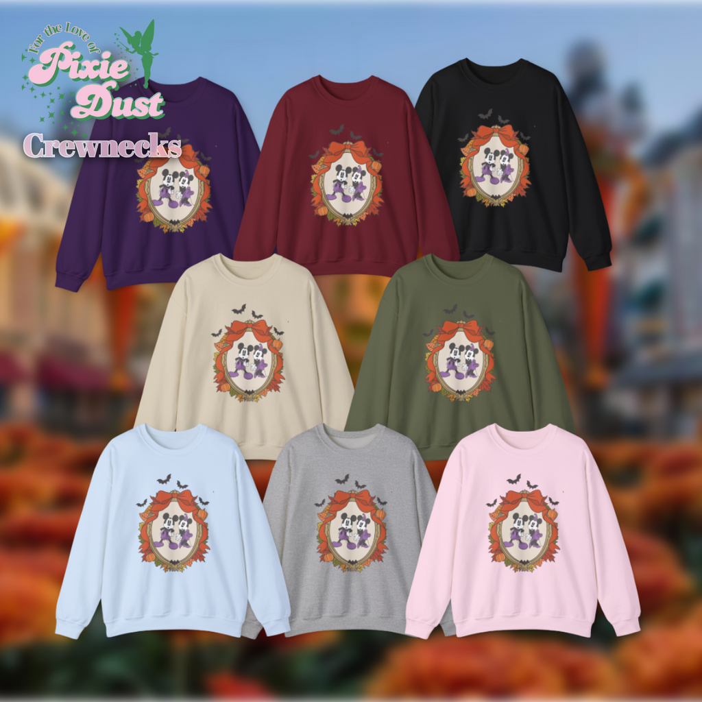 Spooky Times on Main Street: Mouse Couple Inspired Unisex Heavy Blend Crewneck Sweatshirt