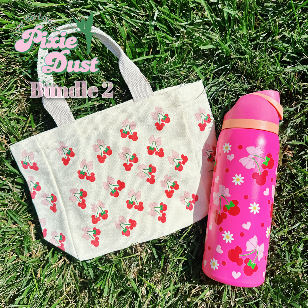 Cherries Inspired Mini Tote Bag and Drinkware